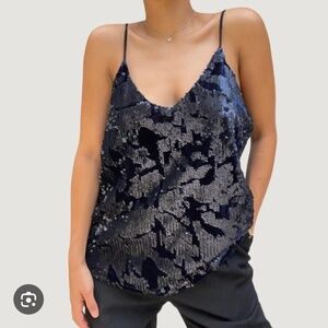 Ro&De navy sequin and velvet top